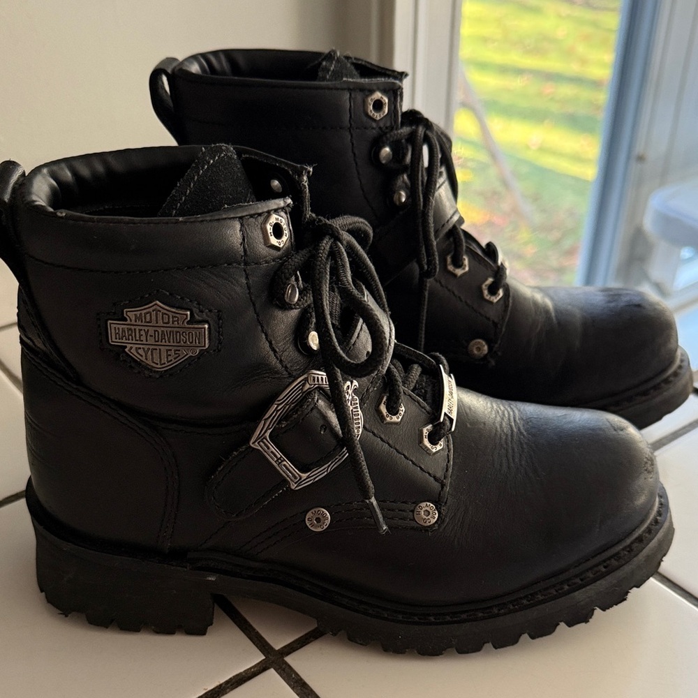 Harley-Davidson Faded Glory Black Leather Motorcycle Boots